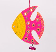 Handmade Wooden Fish Christmas Hanging for Home Decor - Pink, Sky Blue, Navy Blue, Purple